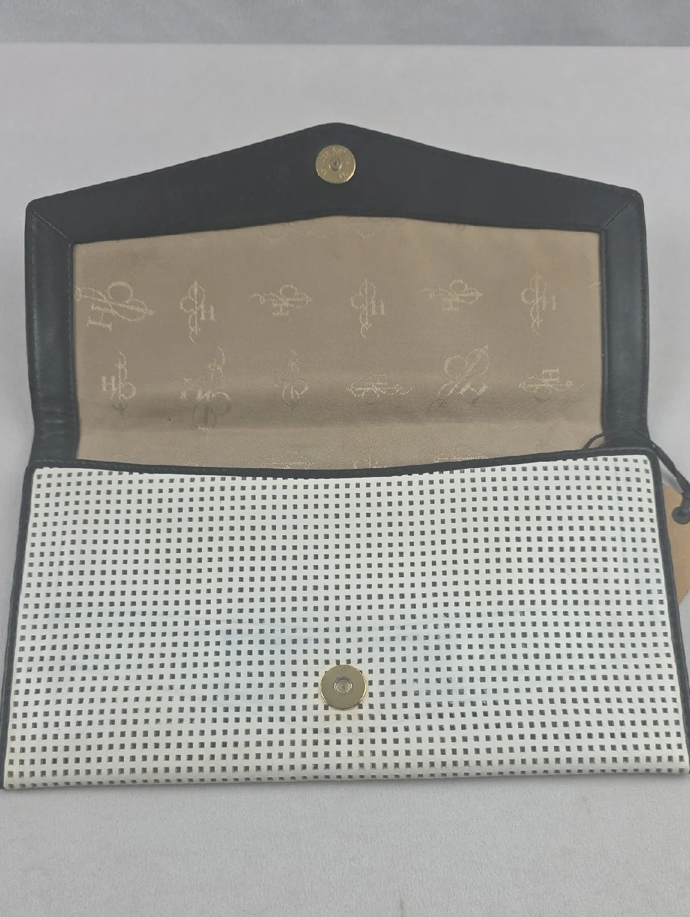 NWT Cole Hann White Perforated Envelope Clutch Genuine‎ Leather MSRP $148